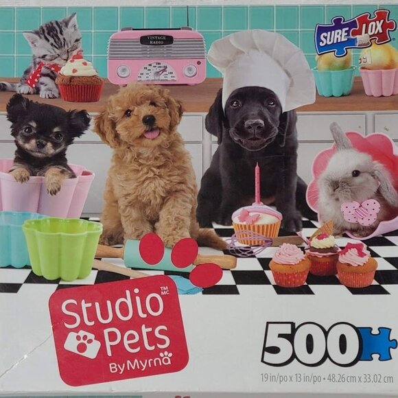 Sure Lox Myrna Studio Pets Cupcakes Jigsaw Puzzle 500 Pc Verified Complete 19x13 - Picture 1 of 8
